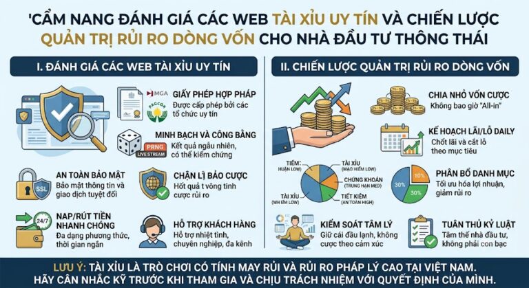 Cẩm nang đánh giá các web tài xỉu uy tín và chiến lược quản trị rủi ro dòng vốn cho nhà đầu tư thông thái